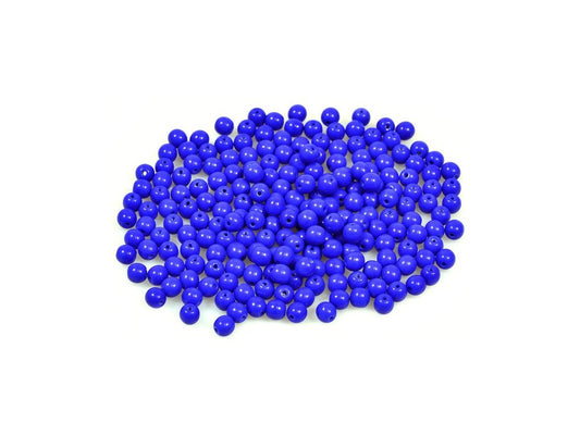 Round Pressed Beads Opaque Blue Glass Czech Republic