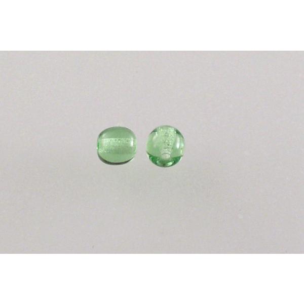 Round Pressed Beads 4 mm, Transparent Green (50020), Bohemia Crystal Glass, Czechia 11119001
