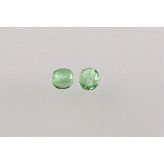 Round Pressed Beads 4 mm, Transparent Green (50020), Bohemia Crystal Glass, Czechia 11119001