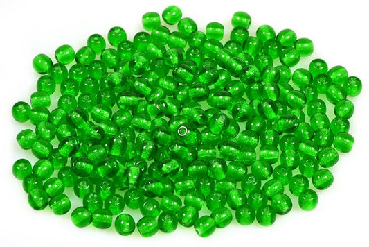 Round Pressed Beads 4 mm, Transparent Green (50140), Bohemia Crystal Glass, Czechia 11119001