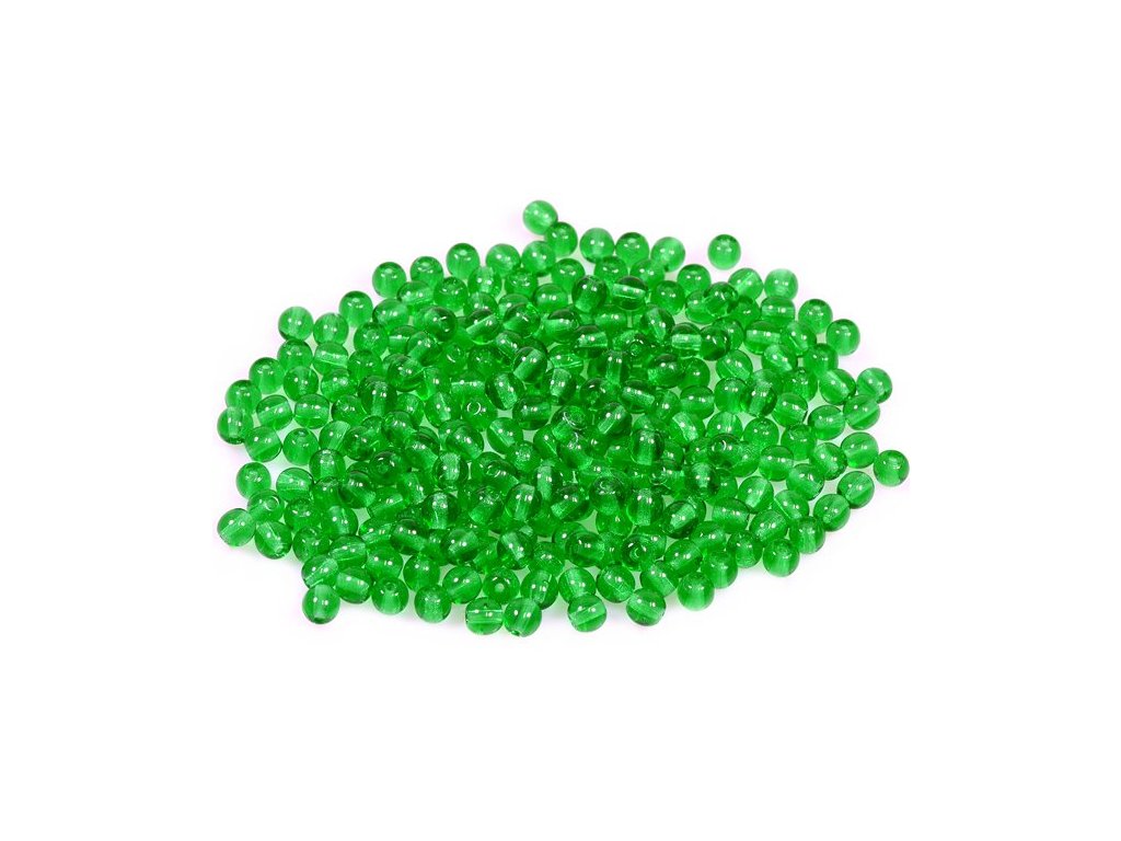 Round Pressed Beads Transparent Green Glass Czech Republic