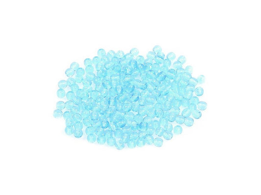 Round Pressed Beads Transparent Aqua Glass Czech Republic