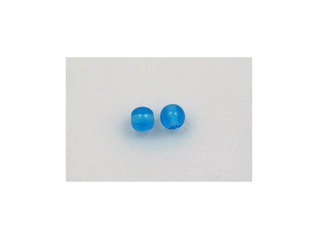 Round Pressed Beads Transparent Aqua Glass Czech Republic