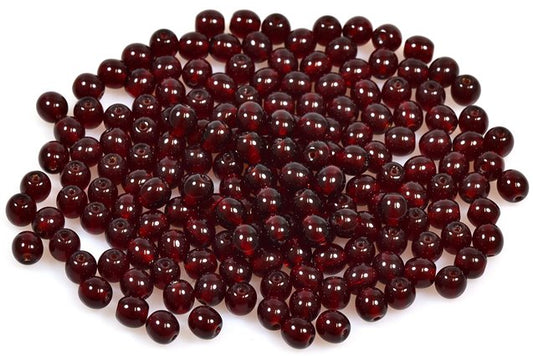 Round Pressed Beads 4 mm, Transparent Red (90100), Bohemia Crystal Glass, Czechia 11119001