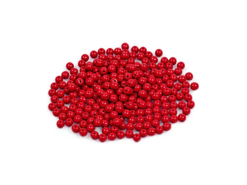 Round Pressed Beads Opaque Red Glass Czech Republic