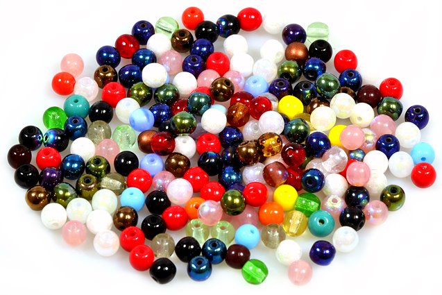 Round Pressed Beads 4 mm, Mixed Colors (), Bohemia Crystal Glass, Czechia 11119001
