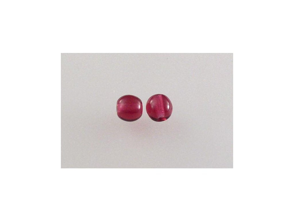 Round Pressed Beads Transparent Red Glass Czech Republic