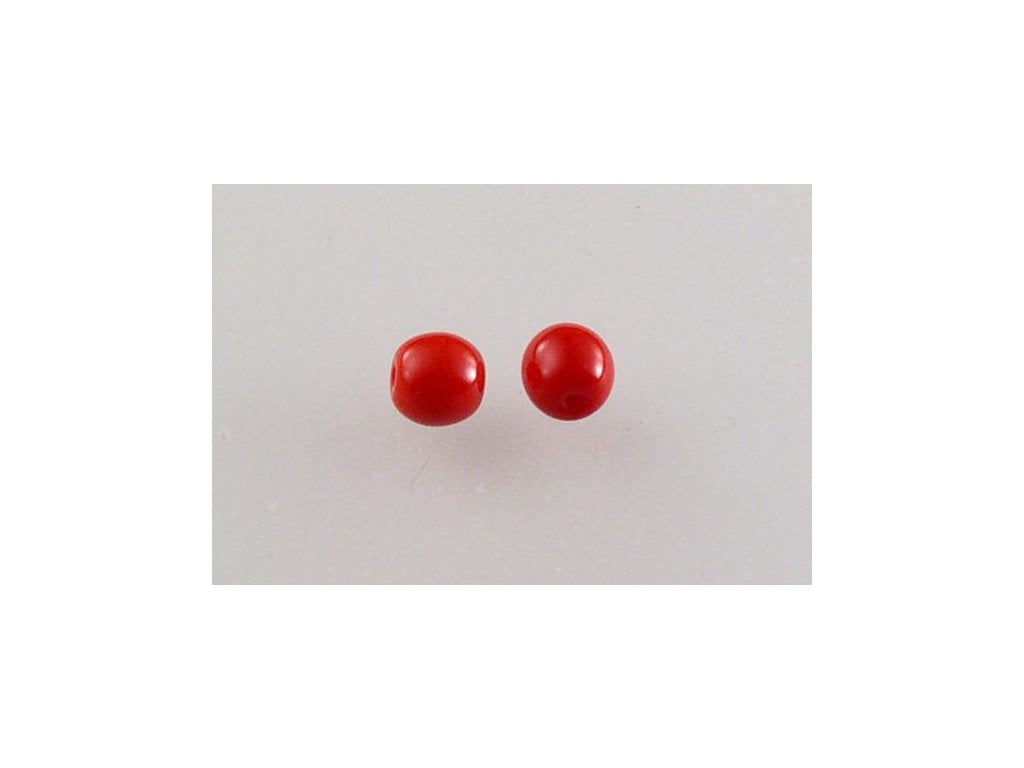 Round Pressed Beads Opaque Red Glass Czech Republic