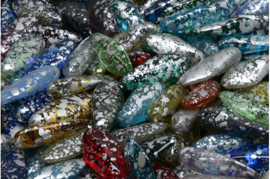 Dagger beads, Mixed Colors Silver Splash (MIX-94400), Glass, Czech Republic