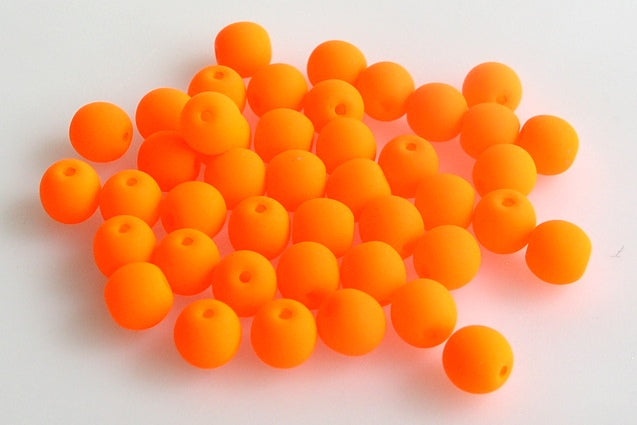 Round Pressed Beads 6 mm, Chalk White Orange (3000-25122), Bohemia Crystal Glass, Czechia 11119001