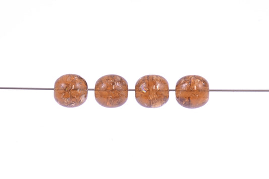 Round Pressed Beads 6 mm, Transparent Brown Cracked (10220-85500), Bohemia Crystal Glass, Czechia 11119001