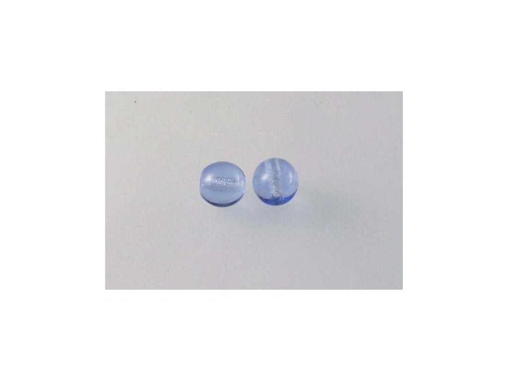 Round Pressed Beads Transparent Blue Glass Czech Republic