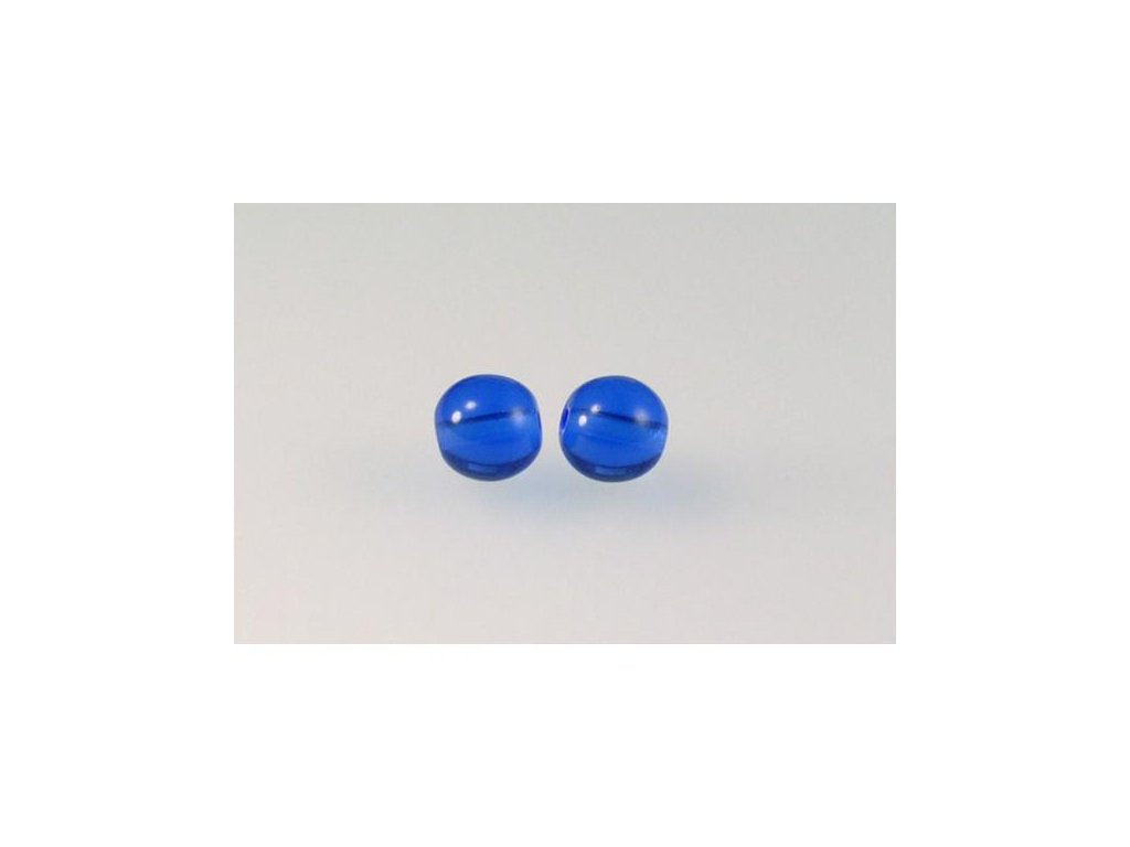 Round Pressed Beads Transparent Blue Glass Czech Republic