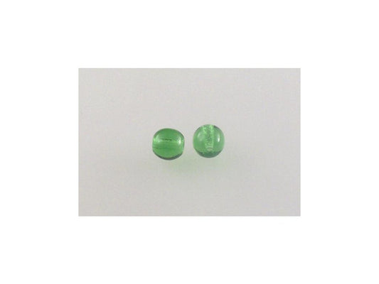 Round Pressed Beads Emerald Green Glass Czech Republic