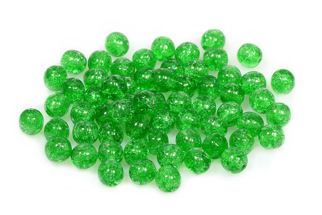 Round Pressed Beads 6 mm, Emerald Green Cracked (50120-85500), Bohemia Crystal Glass, Czechia 11119001