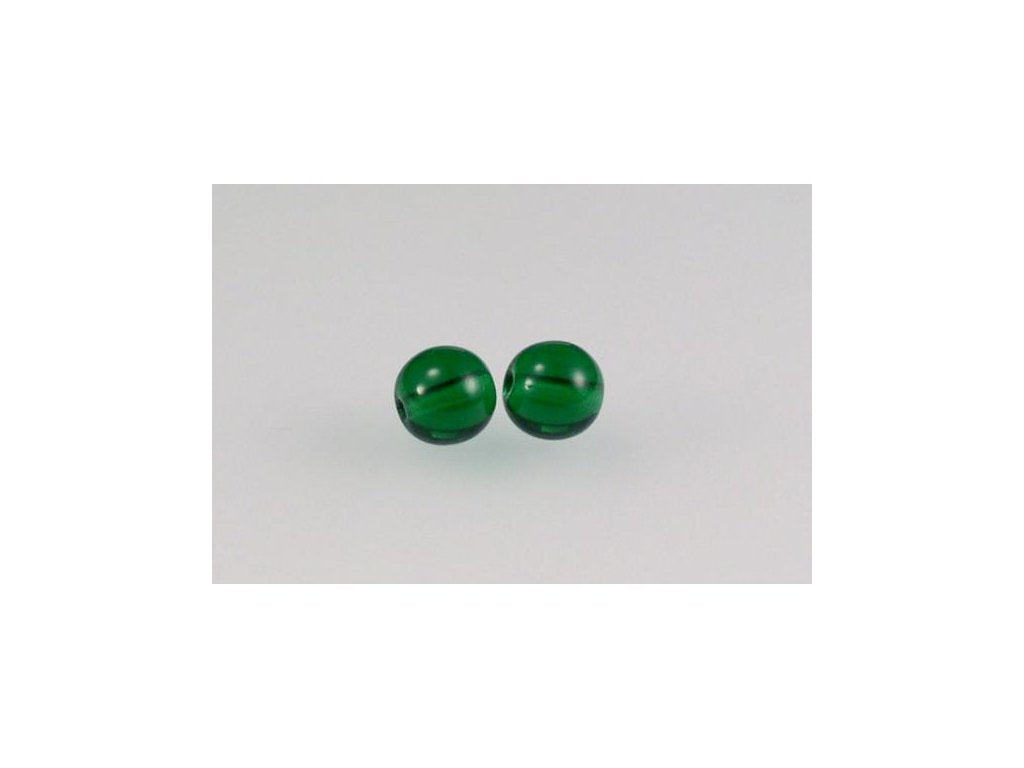 Round Pressed Beads Transparent Green Glass Czech Republic