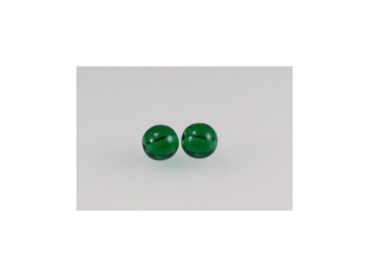 Round Pressed Beads Transparent Green Glass Czech Republic