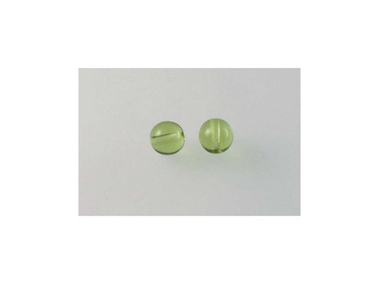 Round Pressed Beads Transparent Green Glass Czech Republic