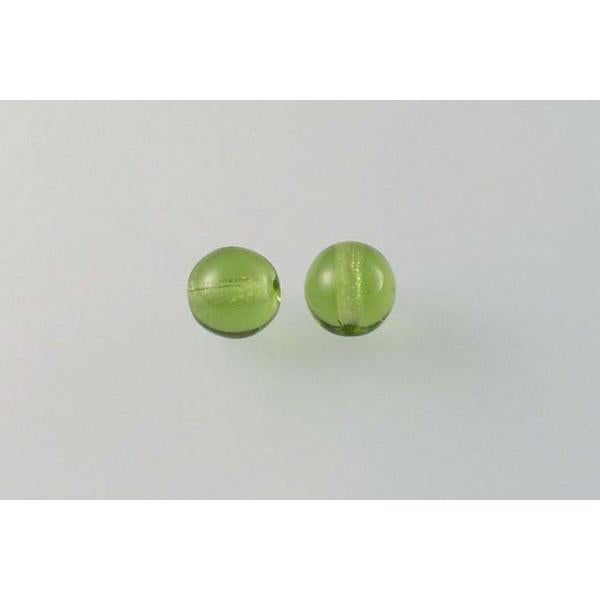 Round Pressed Beads 6 mm, Transparent Green (50220), Bohemia Crystal Glass, Czechia 11119001