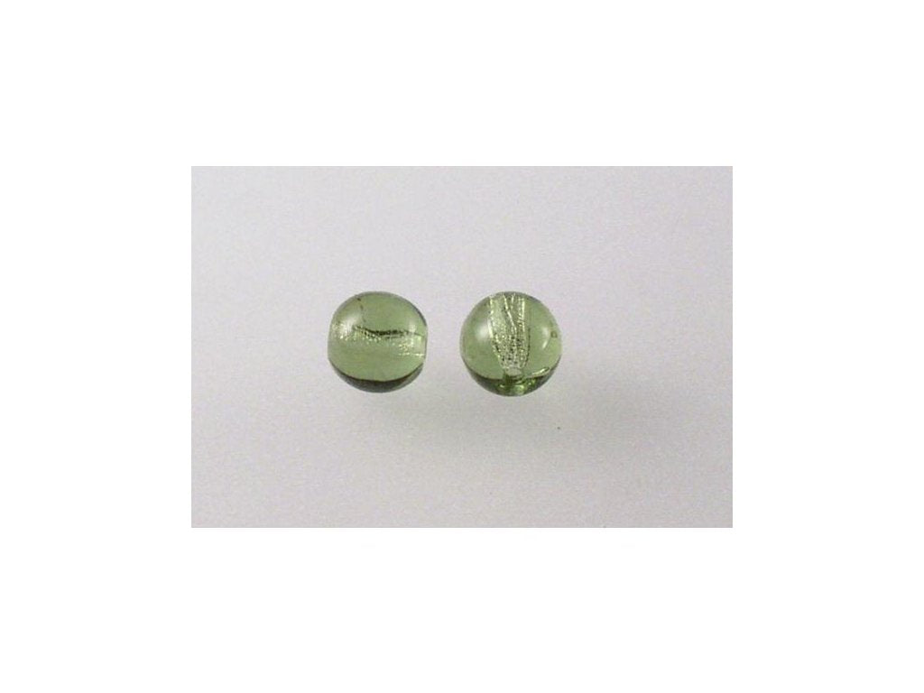 Round Pressed Beads Transparent Green Glass Czech Republic