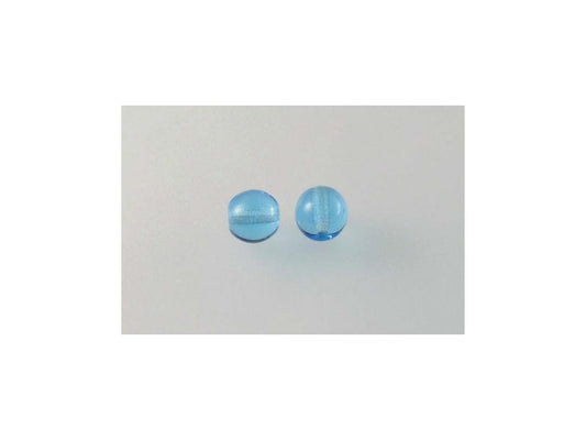 Round Pressed Beads Transparent Aqua Glass Czech Republic