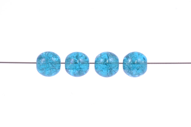 Round Pressed Beads 6 mm, Transparent Aqua Cracked (60150-85500), Bohemia Crystal Glass, Czechia 11119001