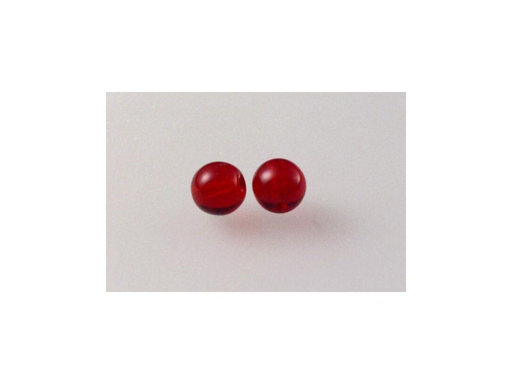 Round Pressed Beads Ruby Red Glass Czech Republic