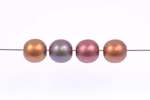Round Pressed Beads 7 mm, Violet Rainbow Metallic Iris (1640), Bohemia Crystal Glass, Czechia 11119001