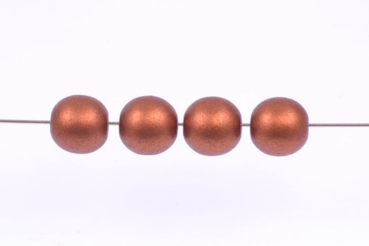 Round Pressed Beads 7 mm, Copper Matt (1750), Bohemia Crystal Glass, Czechia 11119001
