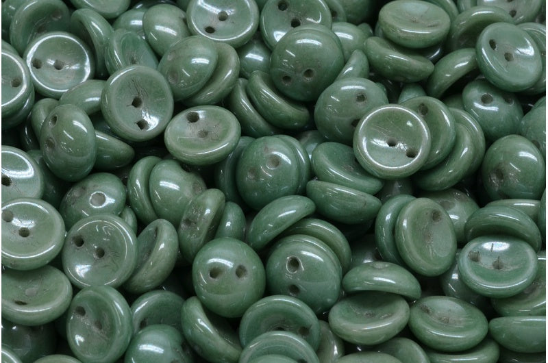 Piggy Beads, White Luster Green Full Coated (02010-14459), Glass, Czech Republic