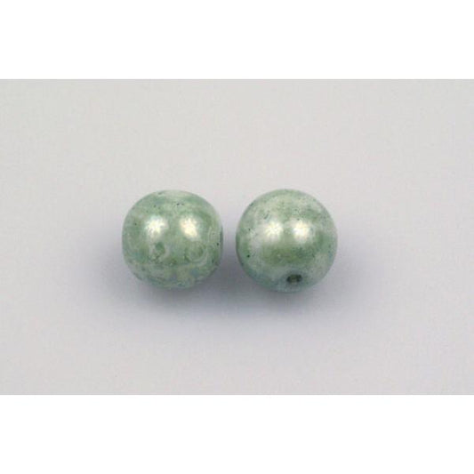 Round Pressed Beads 8 mm, Chalk White Marble Green (3000-15424), Bohemia Crystal Glass, Czechia 11119001
