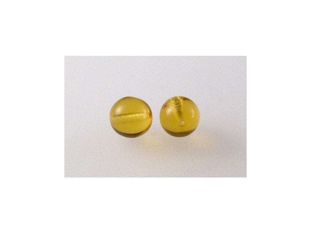 Round Pressed Beads Transparent Orange Glass Czech Republic