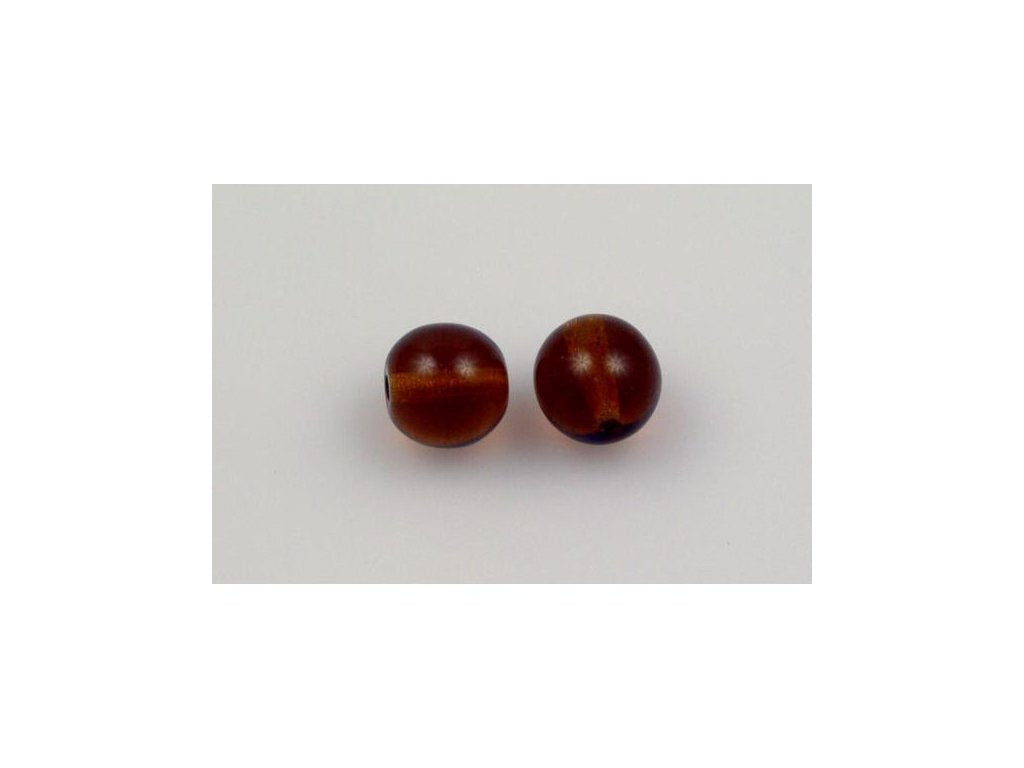 Round Pressed Beads Transparent Brown Glass Czech Republic