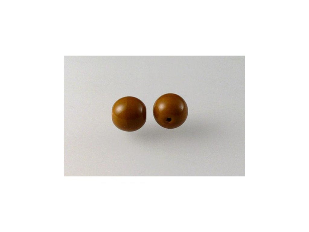 Round Pressed Beads Opaque Brown Glass Czech Republic