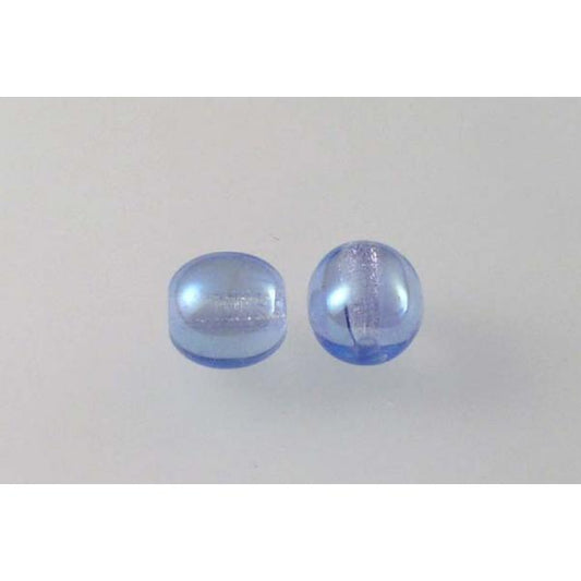 Round Pressed Beads 8 mm, Transparent Blue Rainbow Iris (30020-21405), Bohemia Crystal Glass, Czechia 11119001