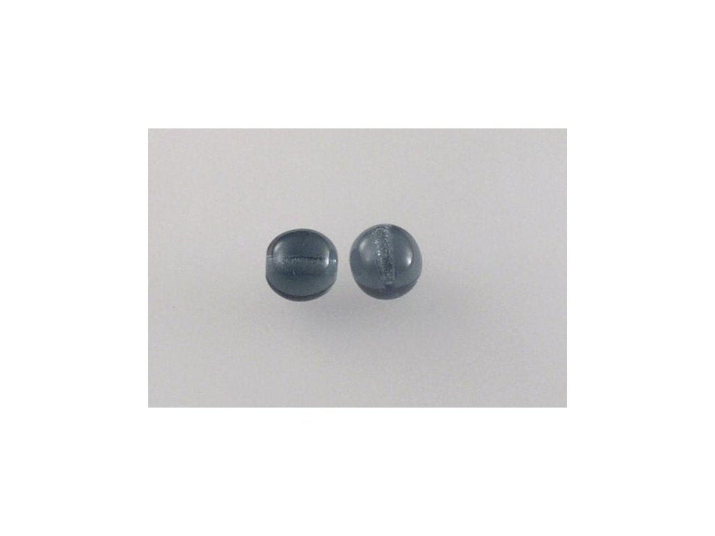 Round Pressed Beads Transparent Dark Blue Glass Czech Republic