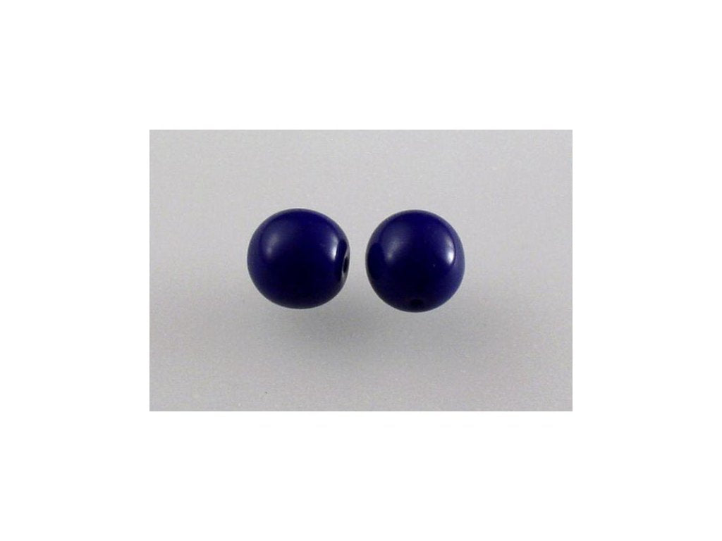 Round Pressed Beads Opaque Blue Glass Czech Republic