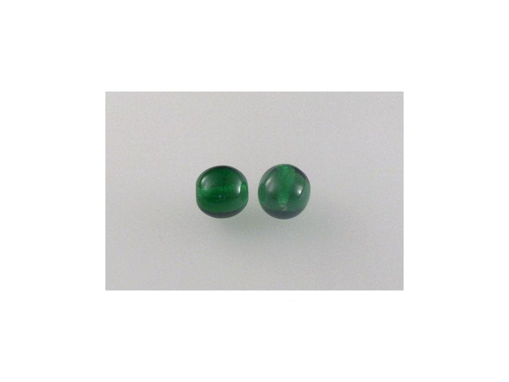 Round Pressed Beads Transparent Green Glass Czech Republic