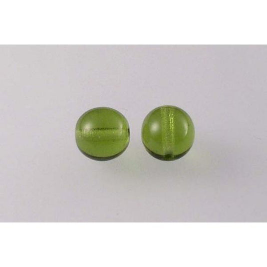 Round Pressed Beads 8 mm, Transparent Green (50220), Bohemia Crystal Glass, Czechia 11119001