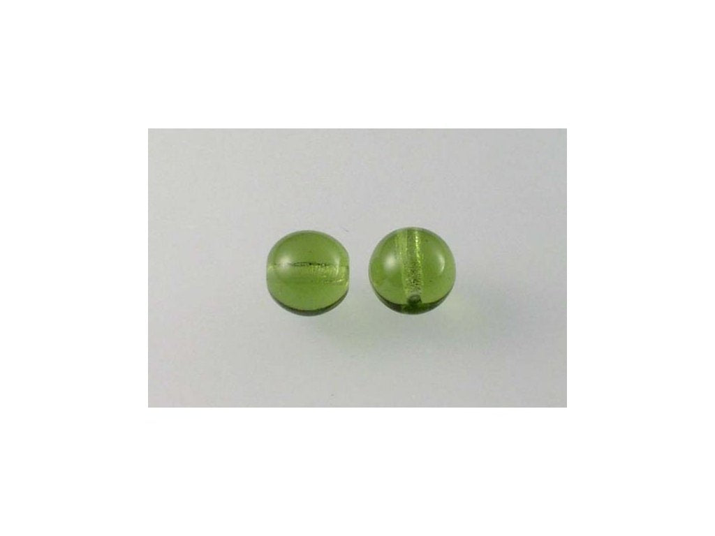 Round Pressed Beads Transparent Green Glass Czech Republic