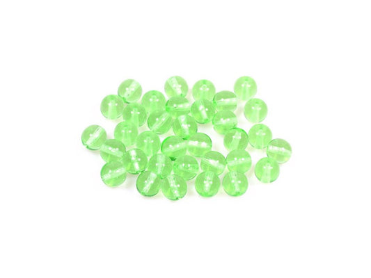 Round Pressed Beads Transparent Green Glass Czech Republic