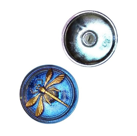 1 pcs Hand Painted Glass Buttons with ornament, size 14 (31.5 mm), Czech Republic