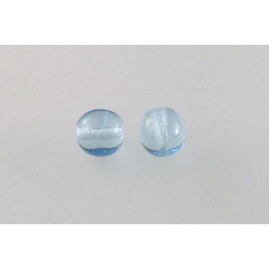 Round Pressed Beads 8 mm, Transparent Aqua (60000), Bohemia Crystal Glass, Czechia 11119001