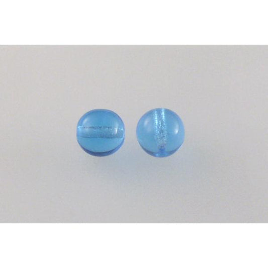 Round Pressed Beads 8 mm, Transparent Aqua (60020), Bohemia Crystal Glass, Czechia 11119001