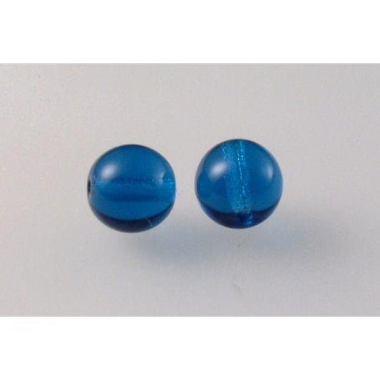 Round Pressed Beads 8 mm, Transparent Aqua (60150), Bohemia Crystal Glass, Czechia 11119001