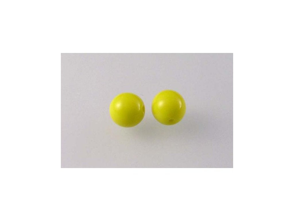 Round Pressed Beads Opaque Yellow Glass Czech Republic