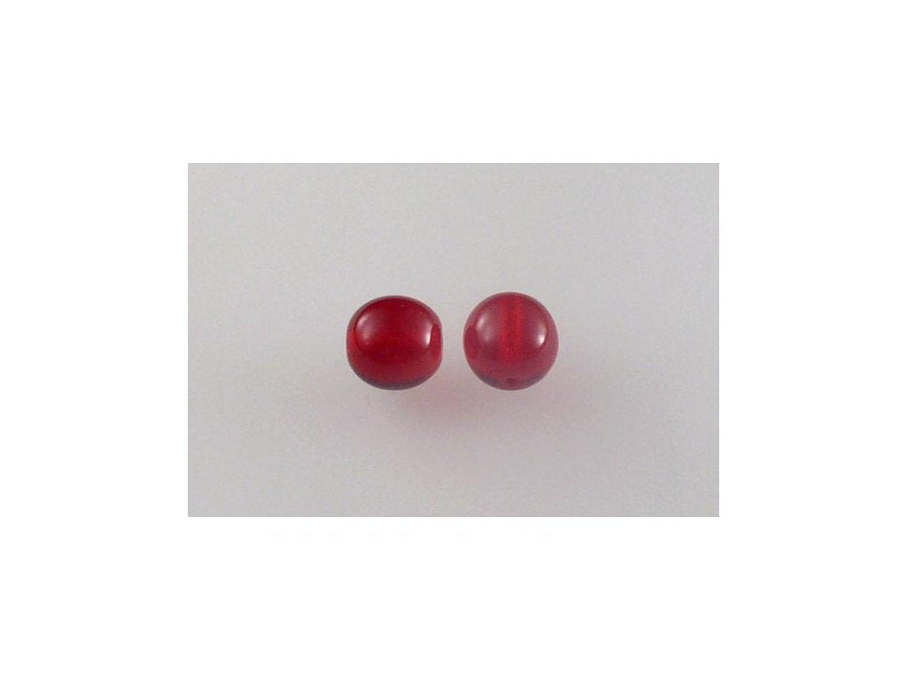 Round Pressed Beads Ruby Red Glass Czech Republic