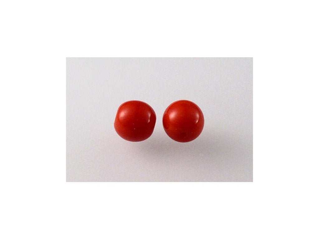 Round Pressed Beads Red Glass Czech Republic