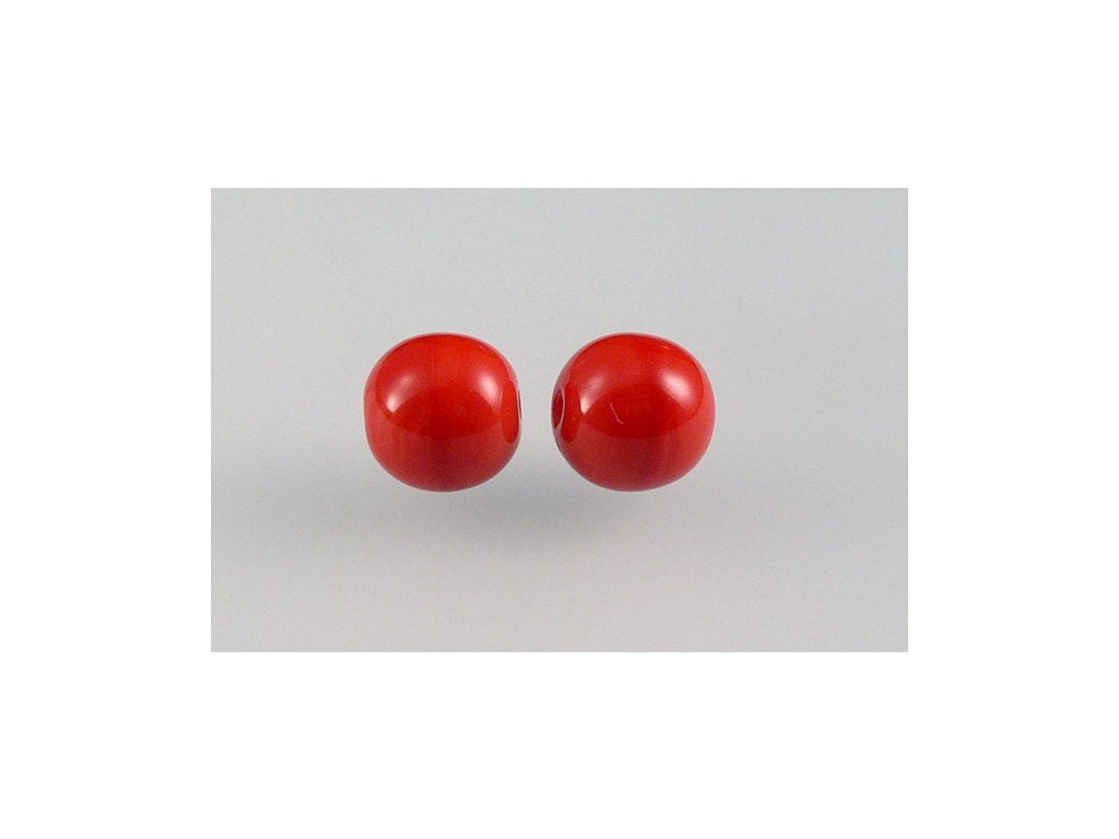 Round Pressed Beads Opaque Red Glass Czech Republic