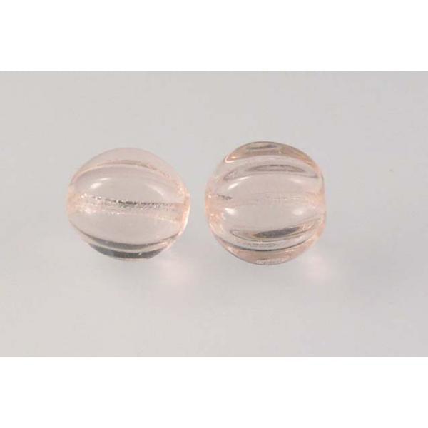 Melon Round Beads 10 mm, Transparent Pink (70100), Bohemia Crystal Glass, Czechia 11119201
